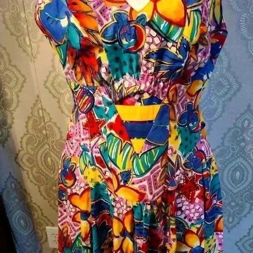 Vintage 90s Floral Print Maxi Dress - Picture 2 of 9